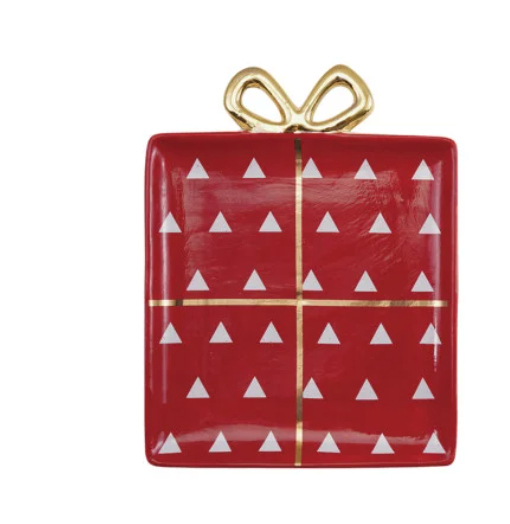 Md Red Gift Shaped Plate