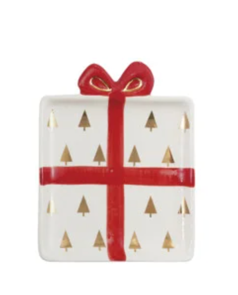 Sm White Gift Shaped Plate