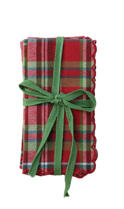 Woven Scalloped Christmas Napkins