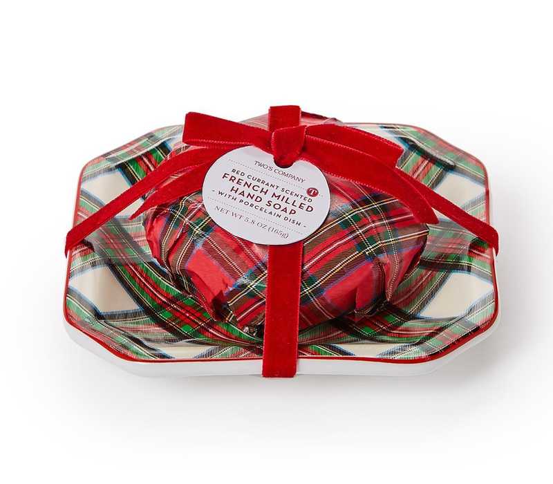 Tartan Red Currant Soap & Dish Set