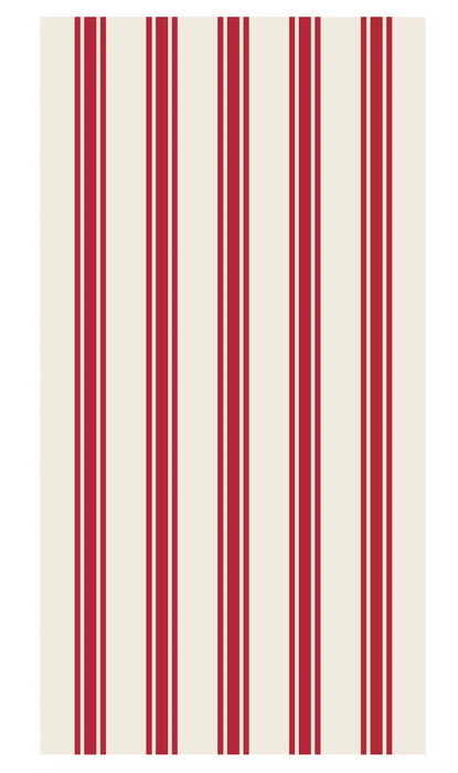 Red Linen Stripe Guest Towel