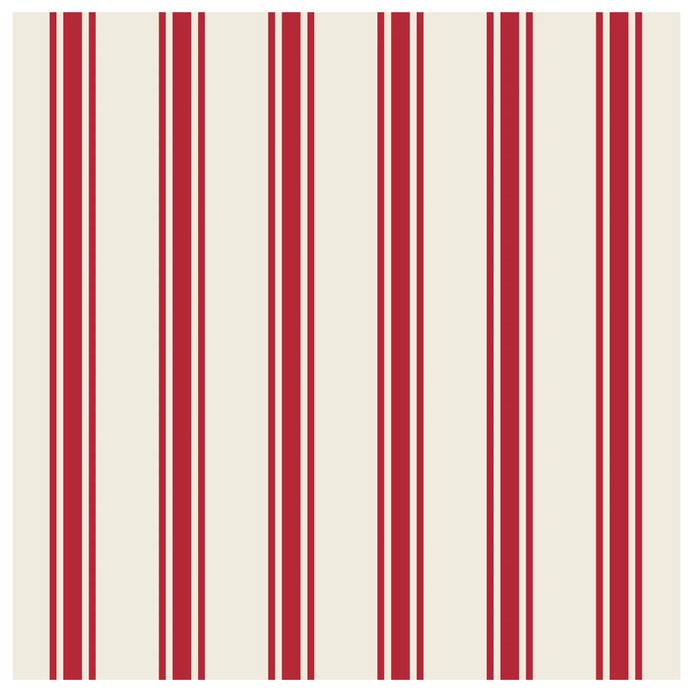 Red Linen Stripe Cocktail Napkin