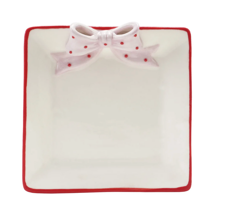 Polka Dot Bow Holiday Trinket Dish