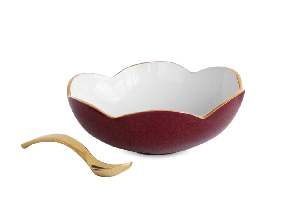 Encanto Amelia Mini Bowl w/ Spoon | Bordeaux and White
