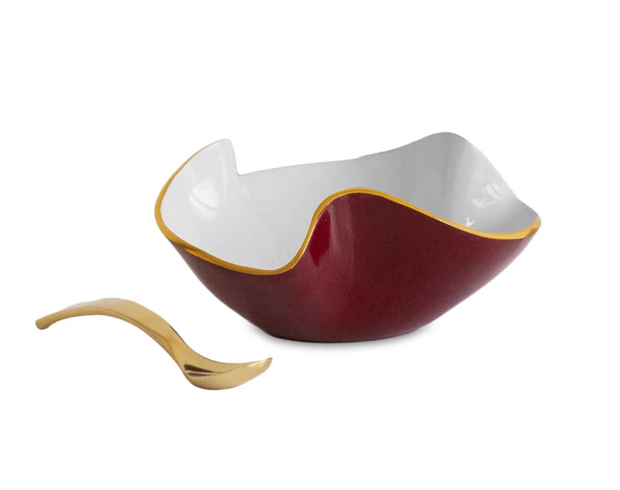 Encanto Aries Mini Bowl w/ Spoon | Bordeaux and White