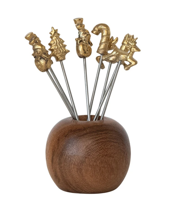 Mango Wood Holiday Pick Holder