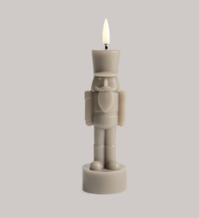 Sm 6.5" LED 400 Hr Nutcracker Candle | Oyster Grey
