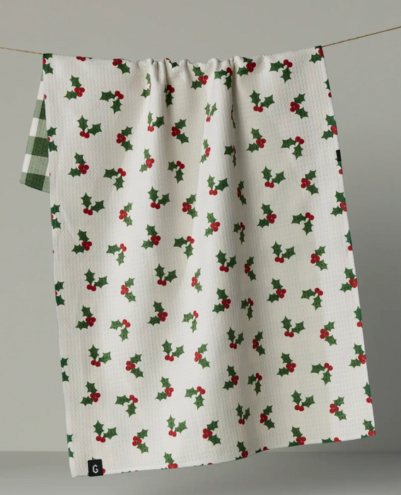 Geometry Luxe Tea Towel | Holiday Holly