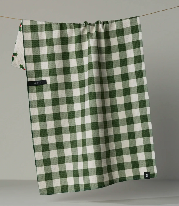 Geometry Luxe Tea Towel | Holiday Holly