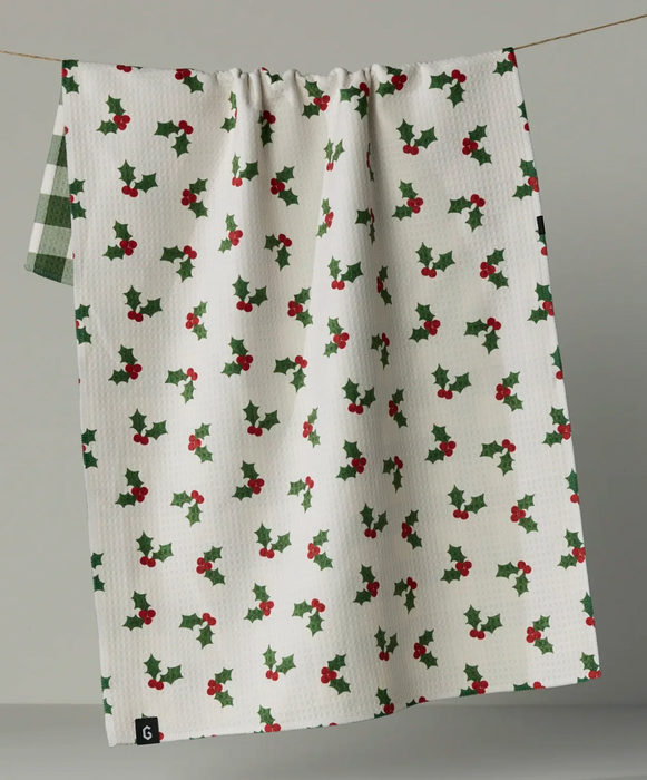 Geometry Luxe Tea Towel | Holiday Holly