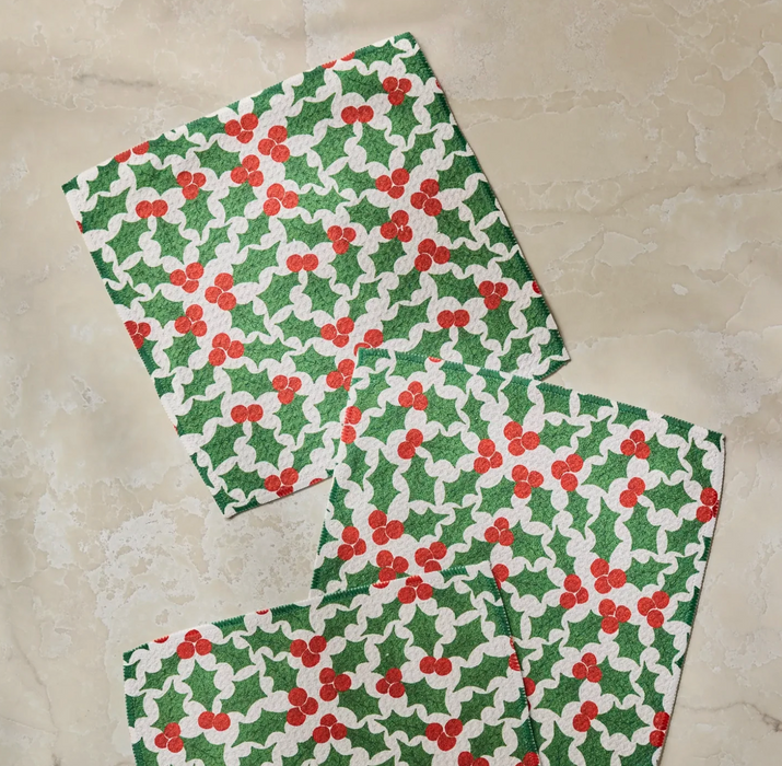 Geometry Dishcloth Set | Festive Holly