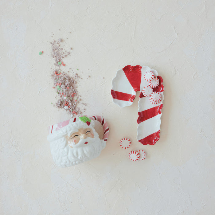 Stoneware Candy Cane Shaped Dish