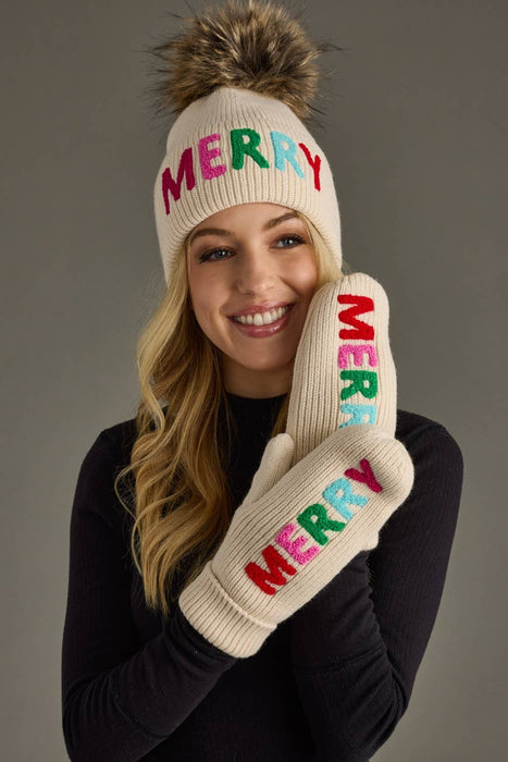 Beige Merry Pom Hat