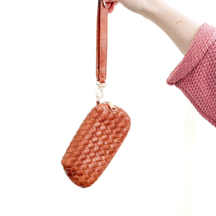 Dylan Woven Sunglass Case Wristlet | Brown