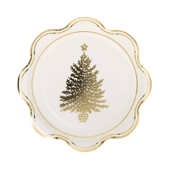 Gold Christmas Tree Paper Plate