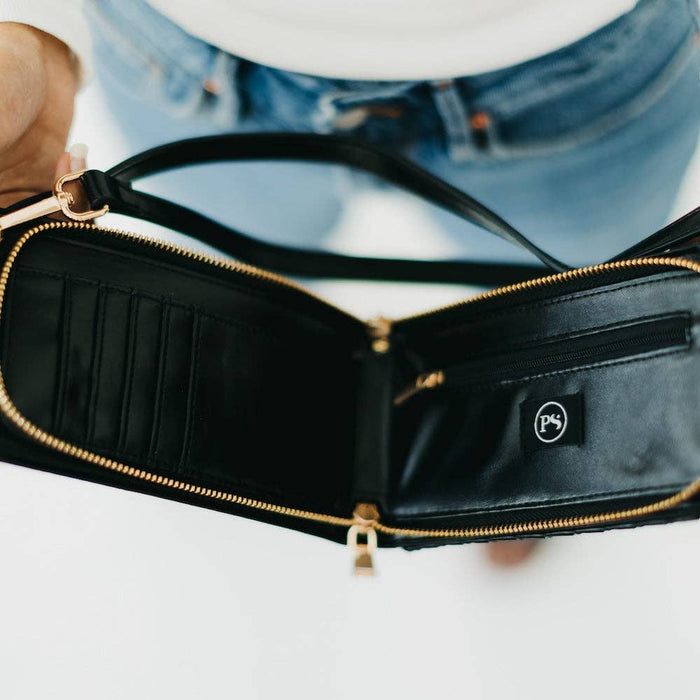 Double Duty Phone Bag | Woven Checkered Black