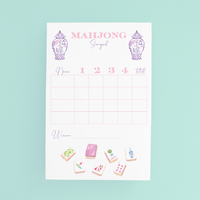 Mahjong Tiles Scorecard Pad