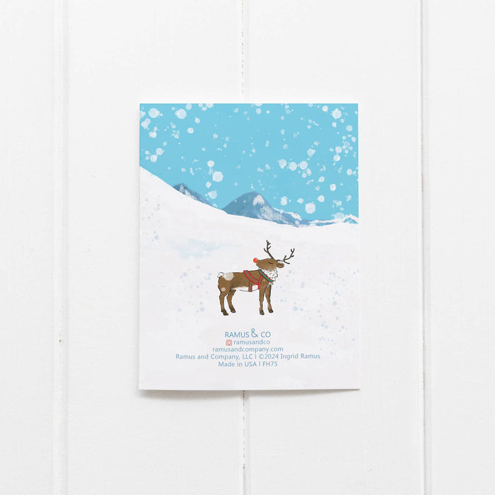 Ski Santa & Elves Christmas Card