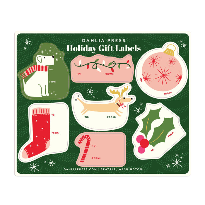 Green Holiday Gift Label Sticker Sheets