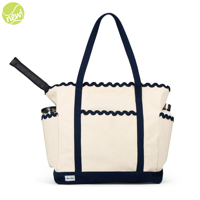 Navy Scalloped Tennis Tote