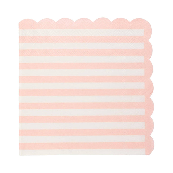 Pink Striped Scalloped Cocktail Napkin