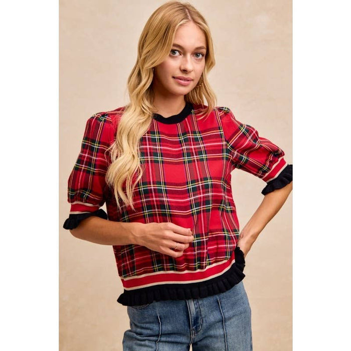Christmas Plaid Banded Top