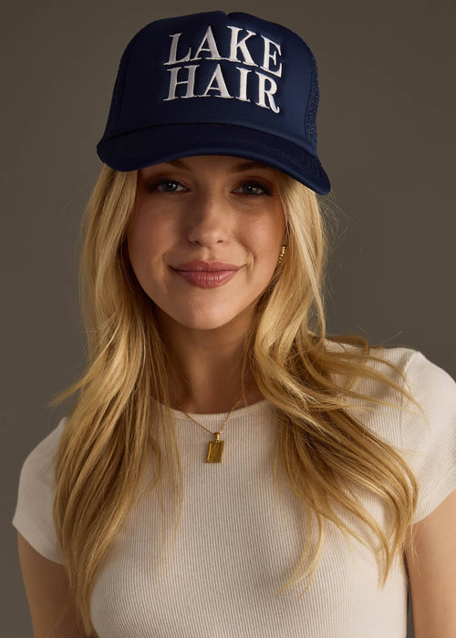 Navy & White Lake Hair Trucker Hat