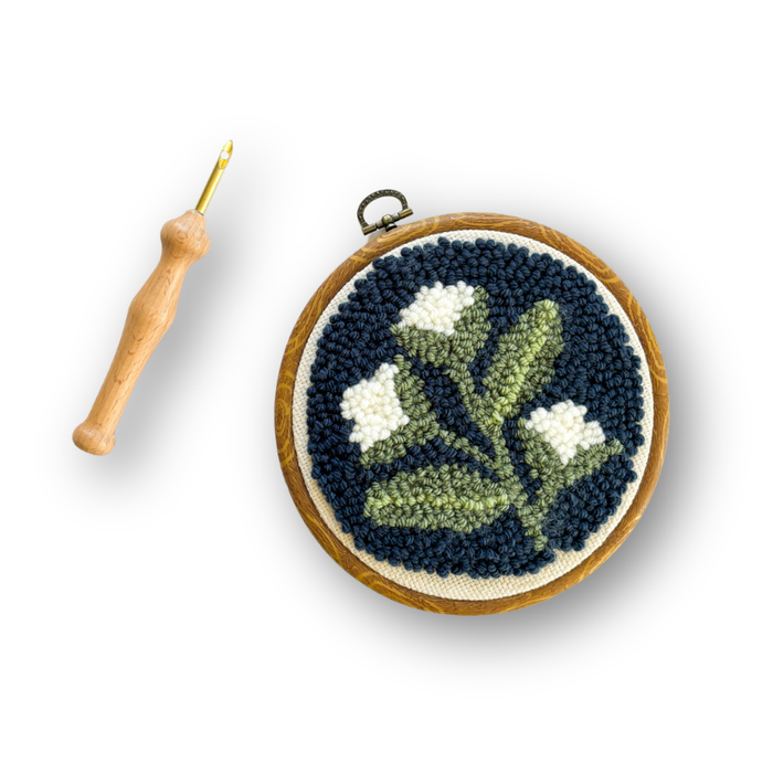 Blue Floral Punch Needle Kit