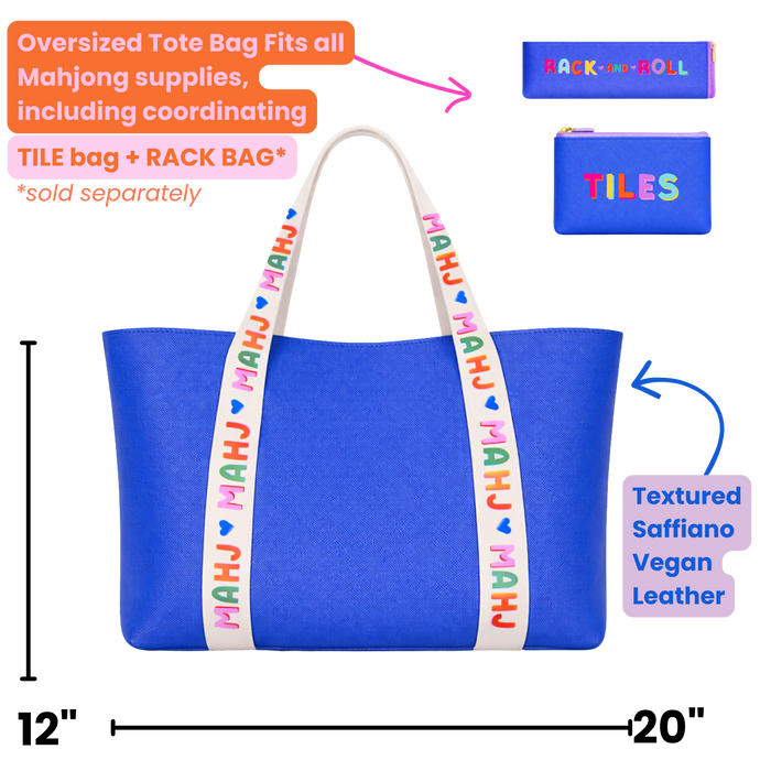 Blue Mahjong Tote Bag