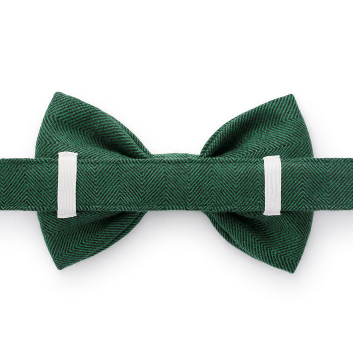 Evergreen Herringbone Dog Bow Tie