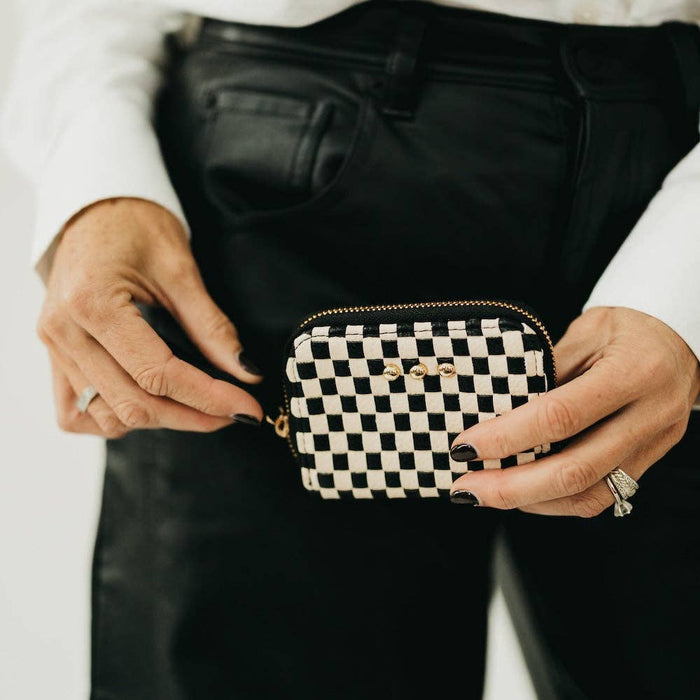 Wynona Woven Wallet | Checkered Black