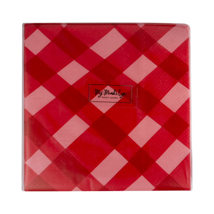 Red Plaid Cocktail Napkin