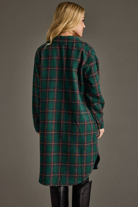 Green, Red & Blue Plaid Long Shacket