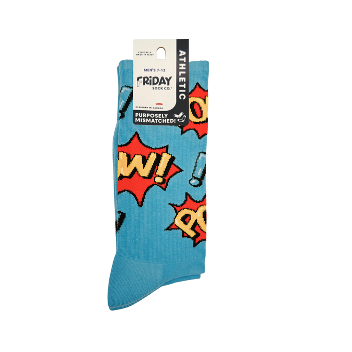 Zap Pow Comic Mismatched Men's Sock