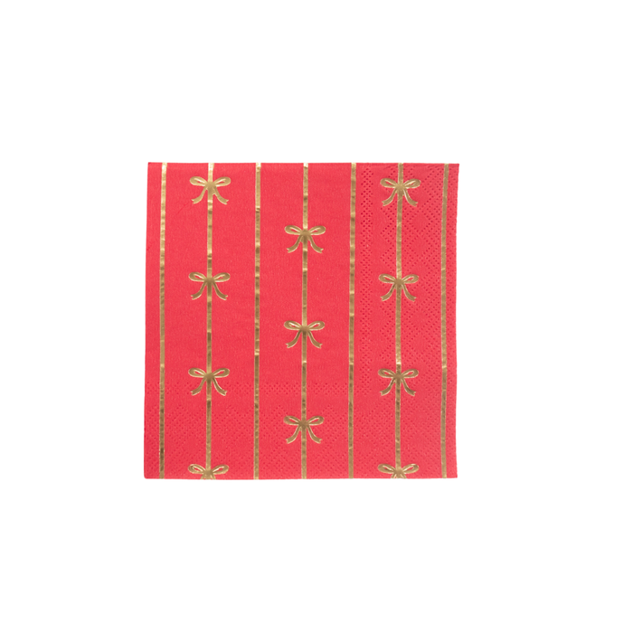 Cherry Red Bow Cocktail Napkins