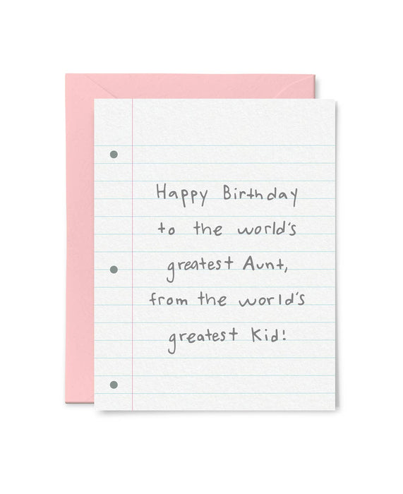 World's Greatest Aunt Birthday Card