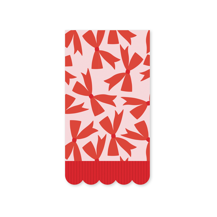 Red Bows Fringe Scallop Napkin