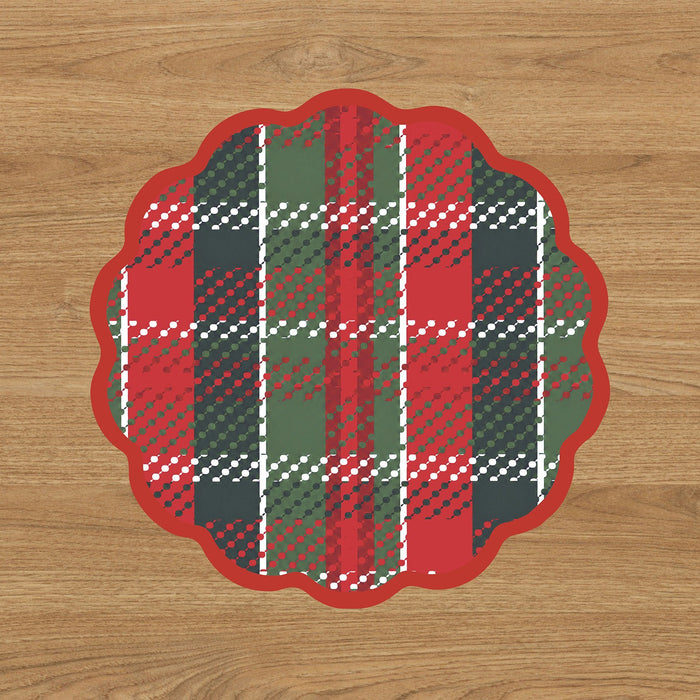 VIDA Nutcracker and Plaid Reversible Placemats Set of 4 (Red and Green)