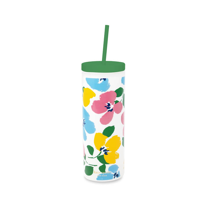 Painterly Bouquet Acrylic Tumbler w/Straw