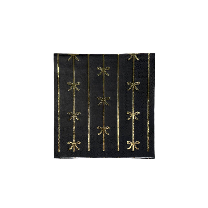 Black Gold Bow Cocktail Napkins