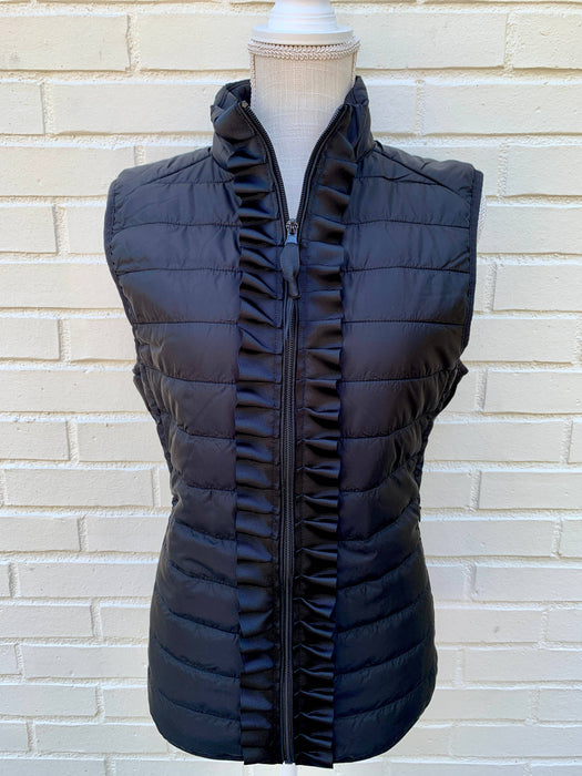 Black Maggie May Ruffle Puffer Vest