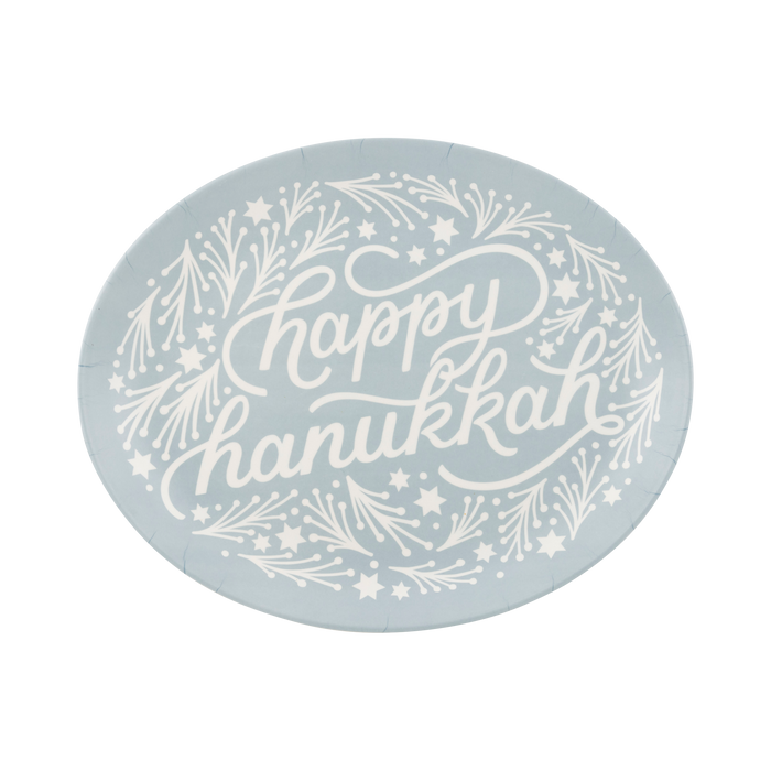 Happy Hanukkah Bamboo Oval Tray