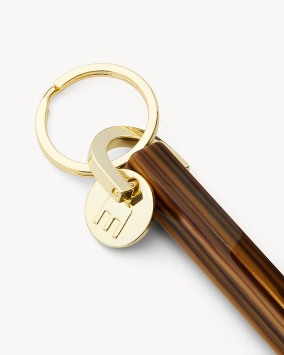 Bar Keychain in Tiger's Eye | Gold