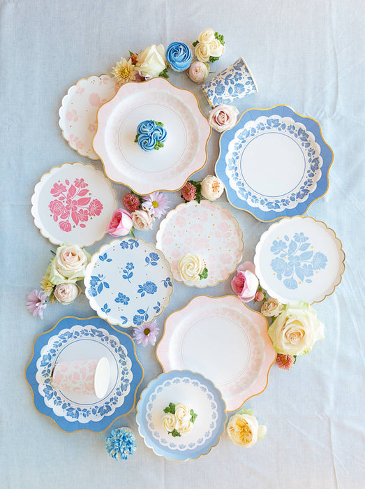 BELLE BLUE ELEGANT FLORAL DINNER PLATES
