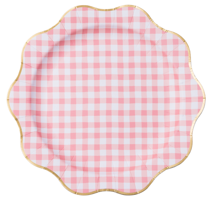 PETAL PINK GINGHAM DINNER PLATES