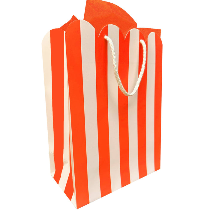 Red Stripe Scallop Gift Bag
