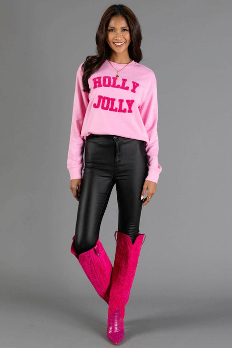 Pink Holly Jolly Sweatshirt