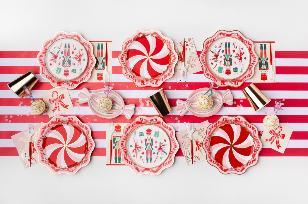 Pink Peppermint Bow Dinner Plates