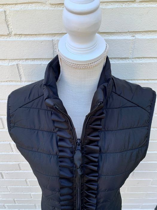 Black Maggie May Ruffle Puffer Vest