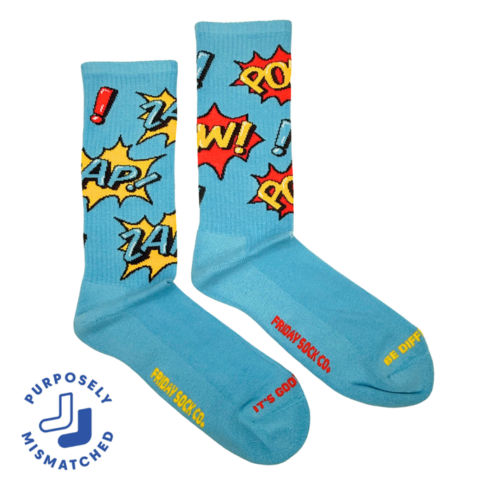 Zap Pow Comic Mismatched Men's Sock